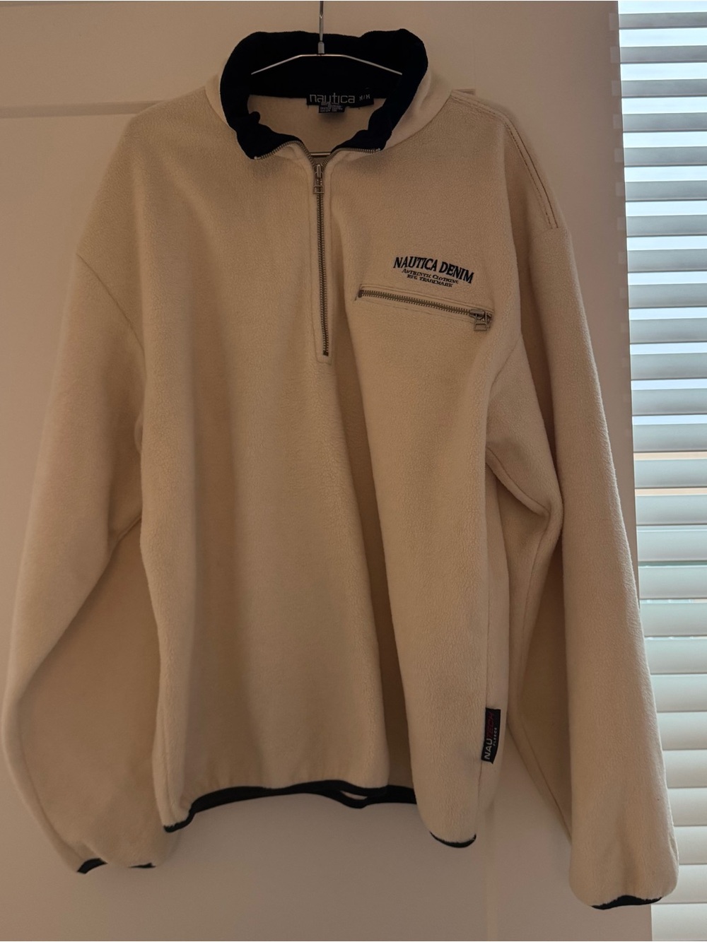 Vintage Nautica Denim Fleece Quarter Zip Made in USA